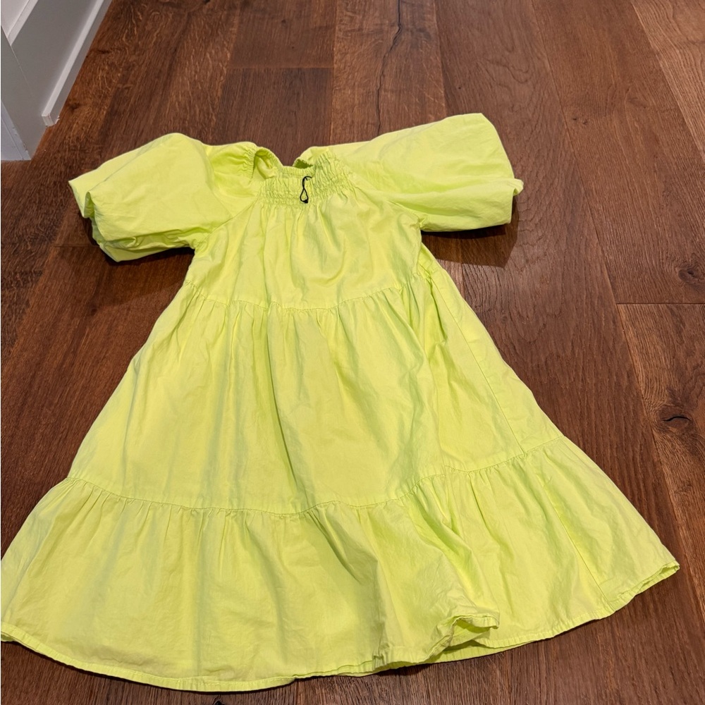 Zara Green Puff Sleeve Tiered Sundress